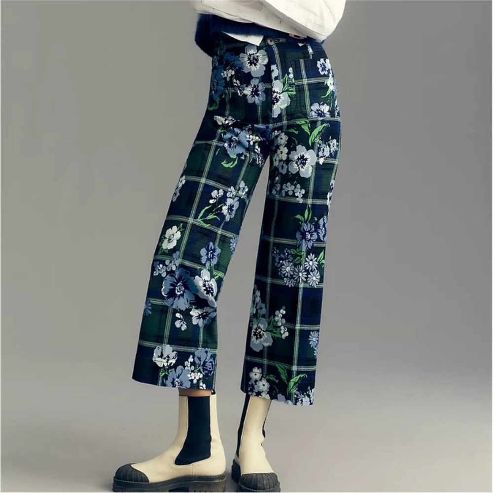 NWT Maeve Colette Cropped Wide Leg Pant in tartan plaid size 27 Tall